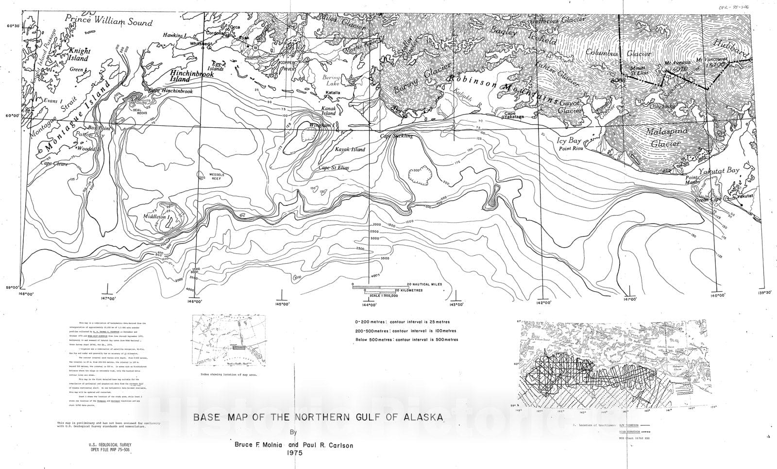 Map : Base map of the northern Gulf of Alaska, 1975 Cartography Wall Art :