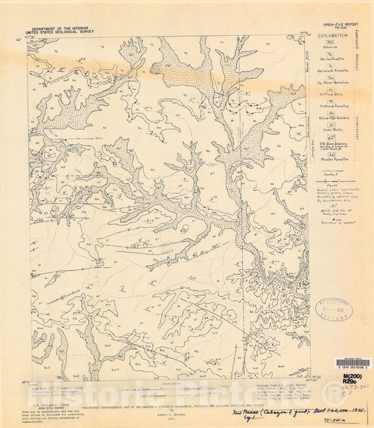 Map : Preliminary photogeologic map of the Cabezon 2, 15-minute quadrangle, McKinley and Sandoval Counties, New Mexico, 1975 Cartography Wall Art :