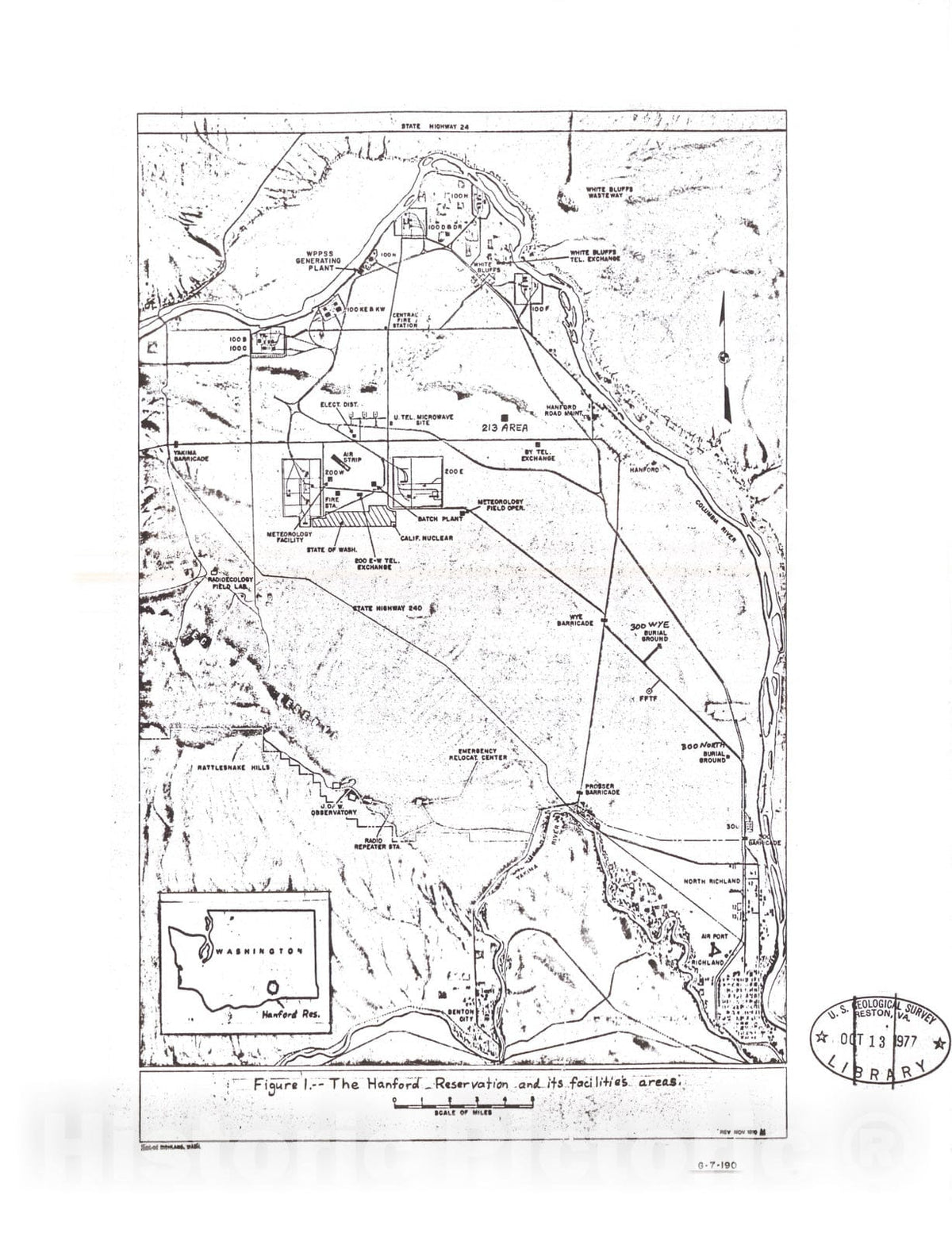 Map : Geology and hydrology of radioactive solid-waste burial grounds at the Hanford Reservation, Washington, 1975 Cartography Wall Art :