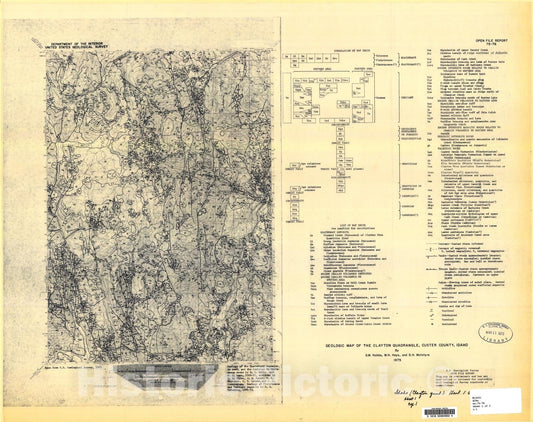 Map : Geologic map of the Clayton quadrangle, Custer County, Idaho, 1975 Cartography Wall Art :
