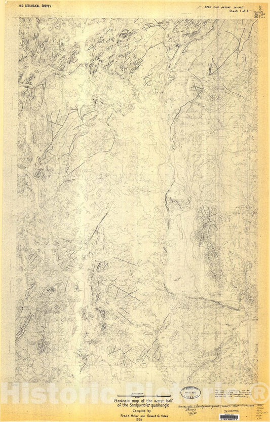 Map : Geologic map of the west half of the Sandpoint one X two quadrangle [Washington, Idaho], one976 Cartography Wall Art :