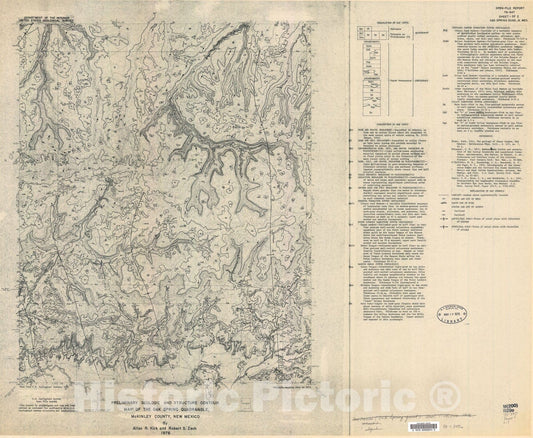 Map : Preliminary geologic and structure contour maps of the Oak Spring quadrangle, McKinley County, New Mexico, 1976 Cartography Wall Art :