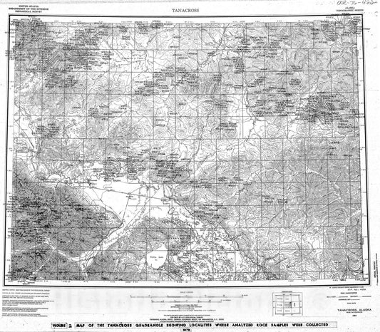 Map : Spectrographic and chemical analyses of geochemical samples and related data from the Tanacross quadrangle, Alaska, 1976 Cartography Wall Art :