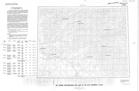 Map : Map showing potassium-argon ages from the Big Delta quadrangle, Alaska, 1976 Cartography Wall Art :