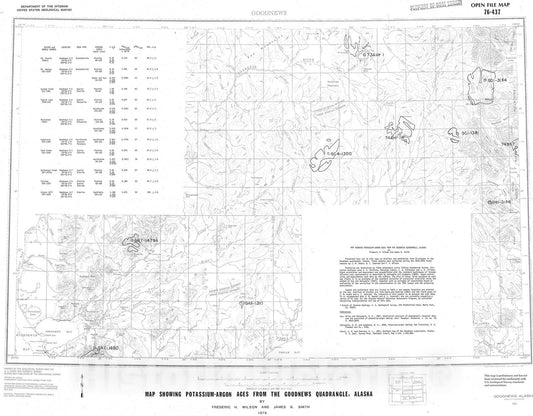 Map : Map showing potassium-argon ages from the Goodnews quadrangle, Alaska, 1976 Cartography Wall Art :