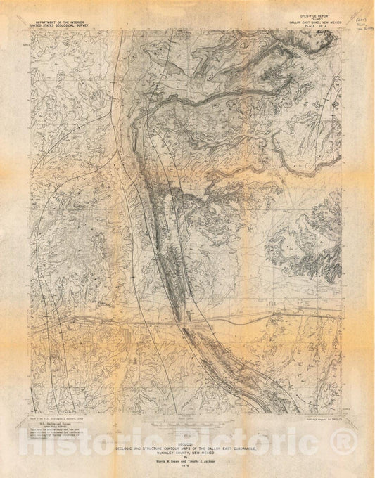 Map : Geologic and structure contour maps of the Gallup East quadrangle, McKinley County, New Mexico, 1976 Cartography Wall Art :