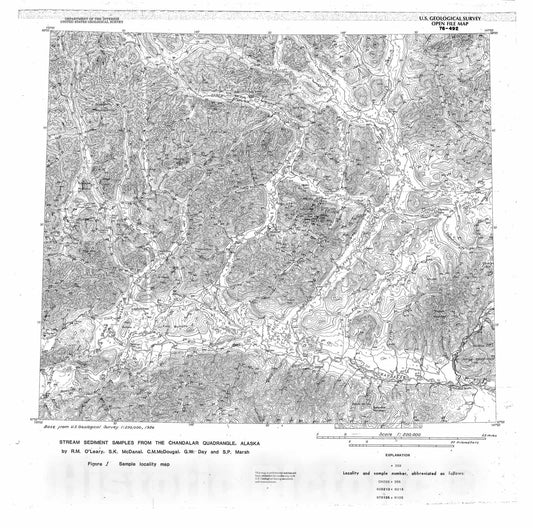 Map : Chemical analyses and statistical data for stream sediment samples from the Chandalar quadrangle, Alaska, 1976 Cartography Wall Art :