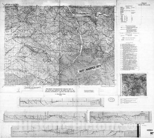 Map : Preliminary reconnaissance geologic map of the Cleveland Mountain and north half of the Ravenna quadrangles (1:48,000), western Montana, 1976 Cartography Wall Art :