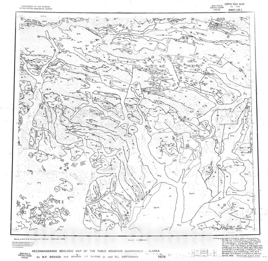Map : Reconnaissance geologic map of the Table Mountain quadrangle, Alaska, 1976 Cartography Wall Art :