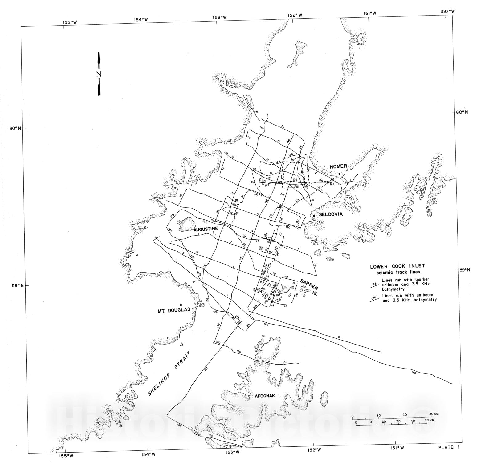 Map : Preliminary report on the surface and shallow subsurface geology of lower Cook Inlet and Kodiak shelf, Alaska, 1976 Cartography Wall Art :