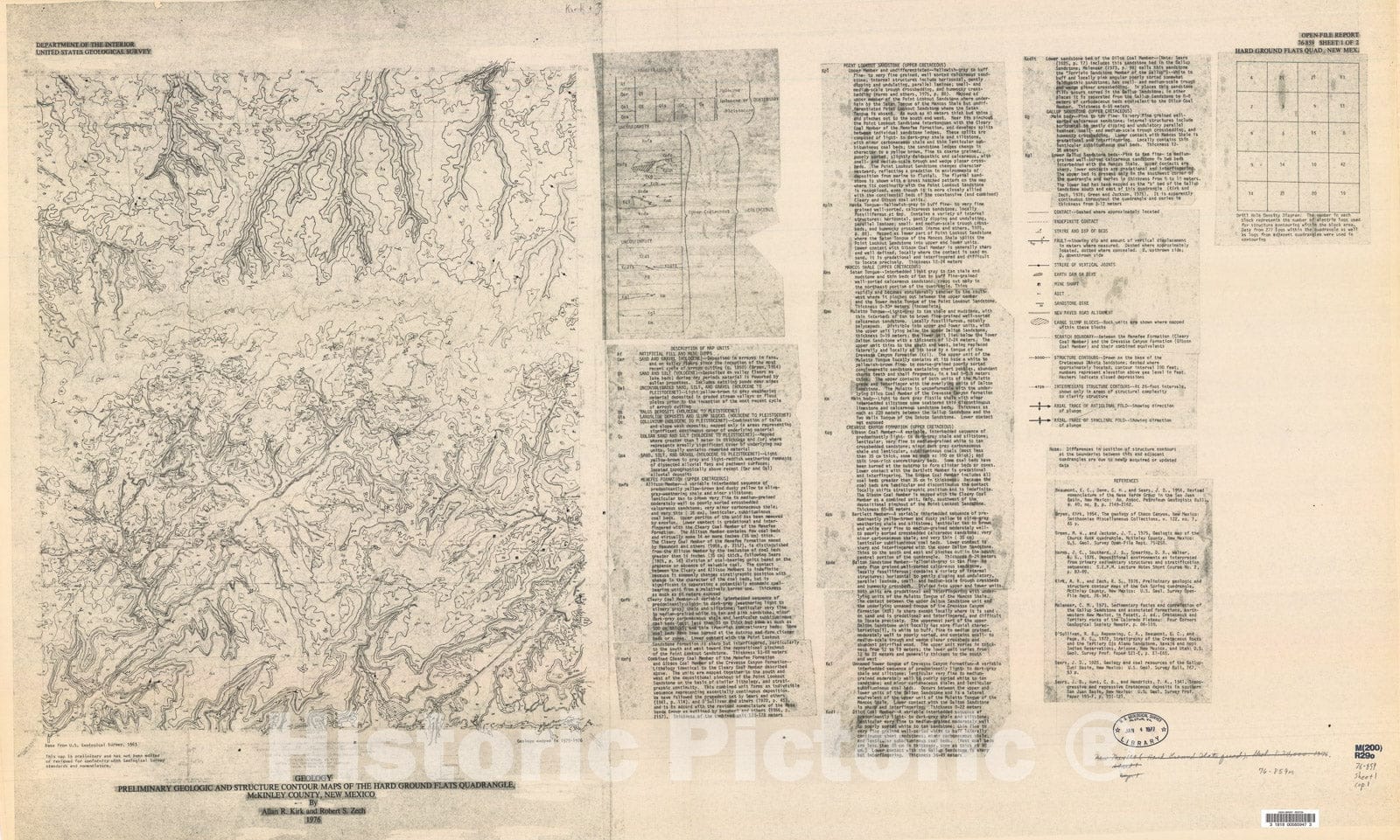 Map : Preliminary geologic and structure contour maps of the Hard Ground Flats quadrangle, McKinley County, New Mexico, 1976 Cartography Wall Art :