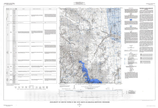 Map : Availability of ground water in the Lynn Grove quadrangle, Kentucky - Tennessee, 1964 Cartography Wall Art :