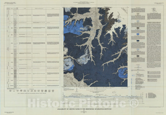 Map : Availability of ground water in the Briensburg quadrangle, Kentucky, 1964 Cartography Wall Art :