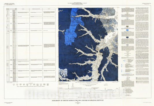 Map : Availability of ground water in the New Concord quadrangle, Kentucky, 1964 Cartography Wall Art :
