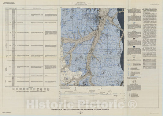 Map : Availability of ground water in the Hazel quadrangle, Kentucky - Tennessee, 1964 Cartography Wall Art :