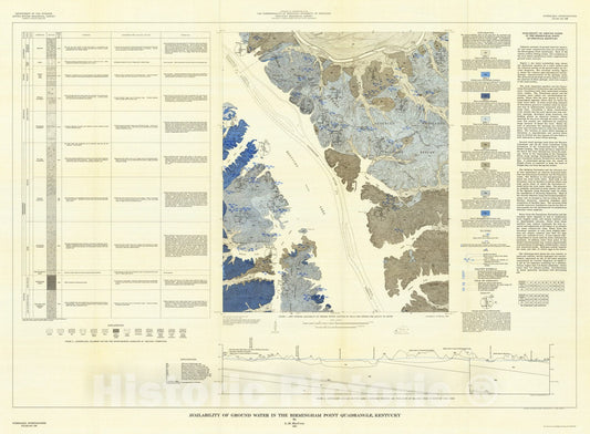 Map : Availability of ground water in the Birmingham Point quadrangle, Kentucky, 1965 Cartography Wall Art :