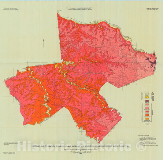 Map : Availability of ground water in Bracken, Harrison, Mason, Nicholas, and Robertson Counties, Kentucky, 1960 Cartography Wall Art :