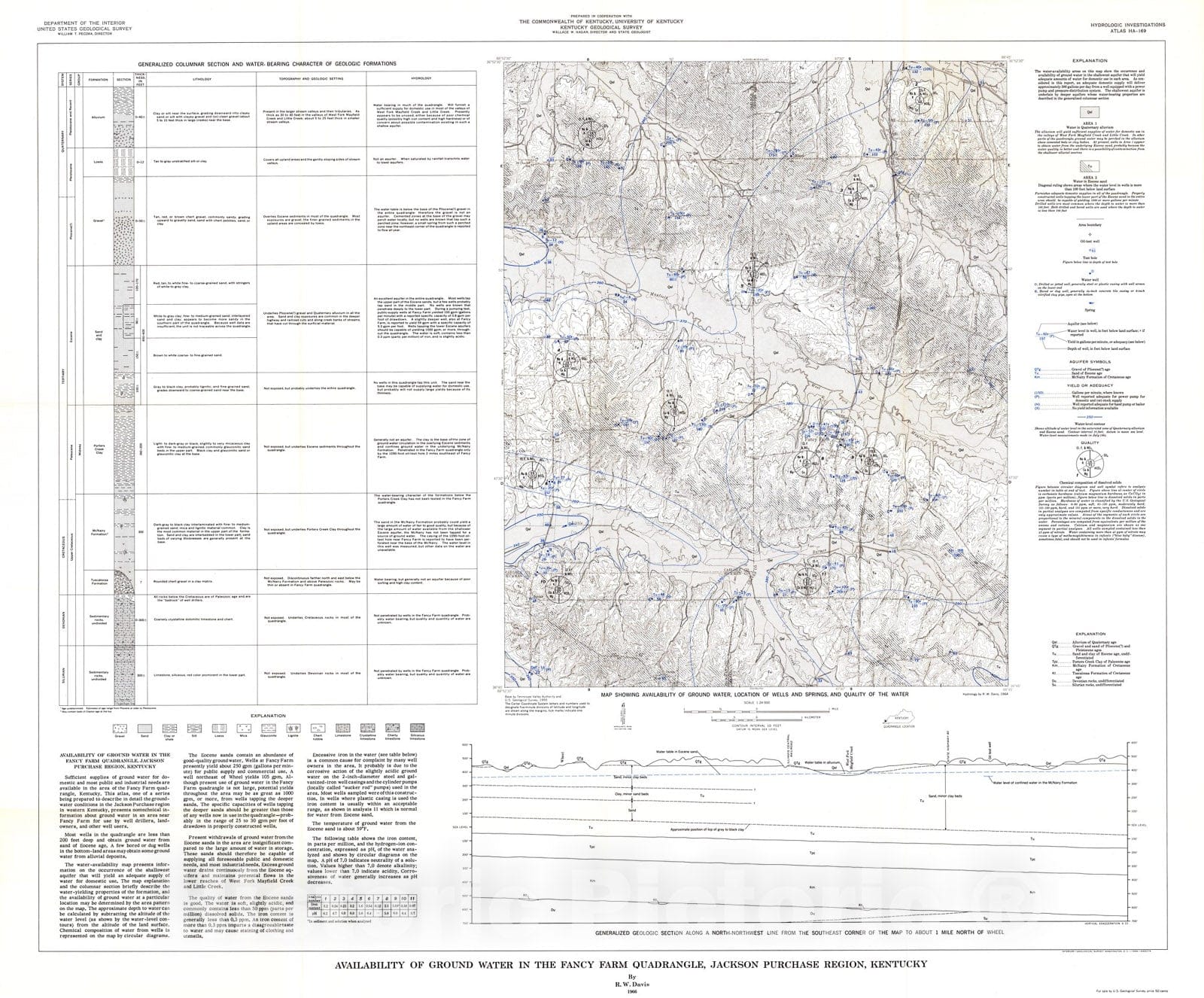 Map : Availability of ground water in the Fancy Farm quadrangle, Jackson Purchase region, Kentucky, 1966 Cartography Wall Art :