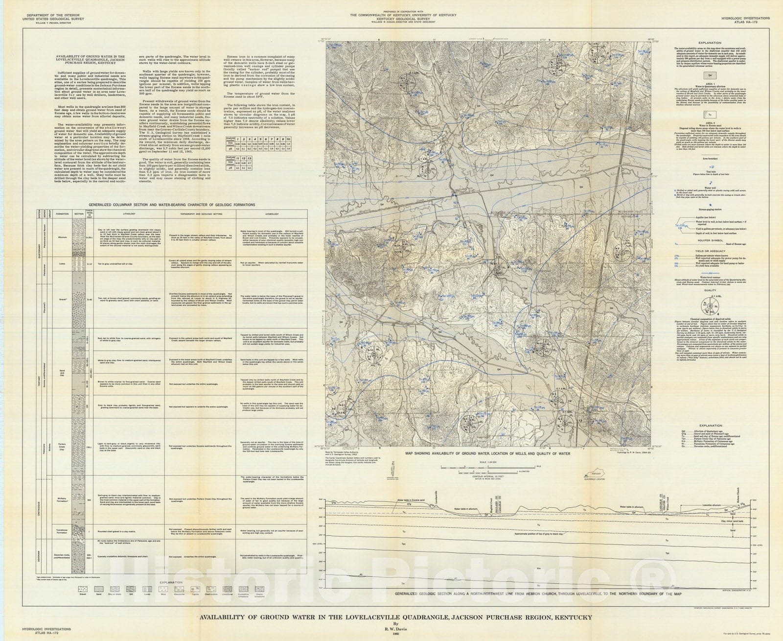 Map : Availability of ground water in the Lovelaceville quadrangle, Jackson Purchase region, Kentucky, 1966 Cartography Wall Art :