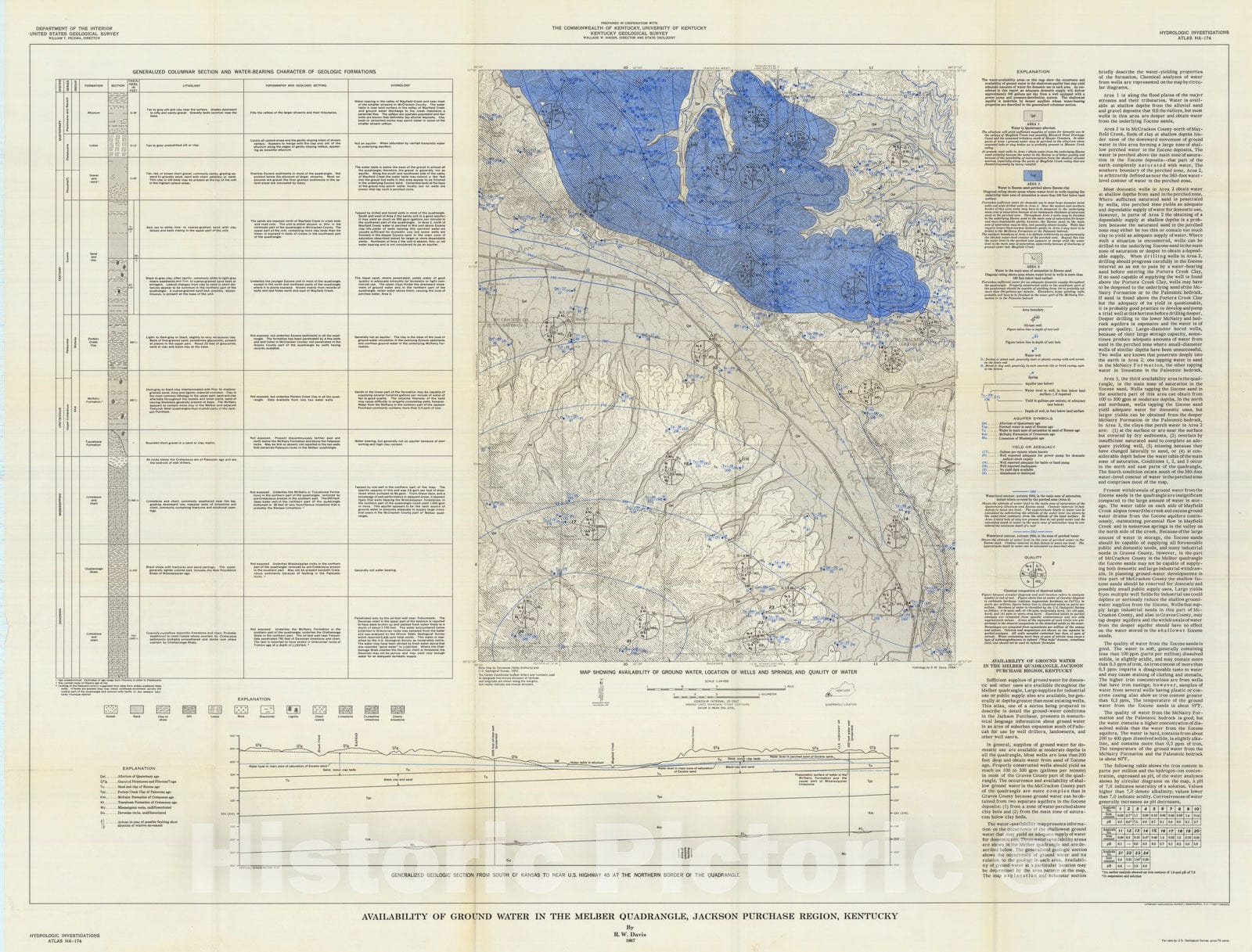 Map : Availability of ground water in the Melber quadrangle, Jackson Purchase region, Kentucky, 1967 Cartography Wall Art :