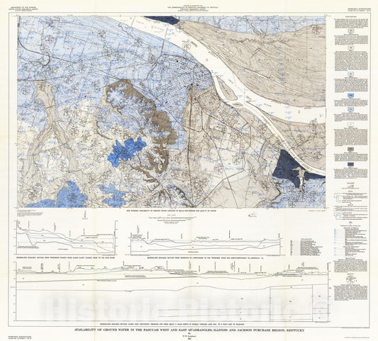 Map : Availability of ground water in the Paducah West and East quadrangles, Illinois and Jackson Purchase region, Kentucky, 1967 Cartography Wall Art :