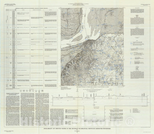 Map : Availability of ground water in the Hickman quadrangle, Jackson Purchase region, Kentucky - Missouri - Tennessee, 1968 Cartography Wall Art :