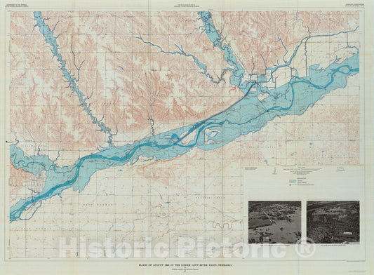 Map : Flood of August 1966 in the lower Loup River basin, Nebraska, 1968 Cartography Wall Art :