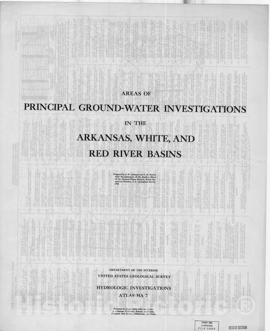Map : Areas of principal ground-water investigations in the Arkansas, White, and Red River basins, 1953 Cartography Wall Art :