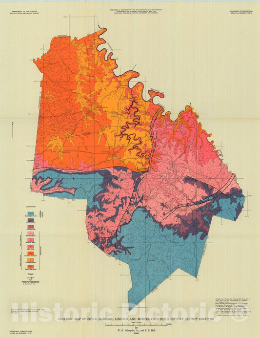 Map : Availability of ground water in Boyle, Garrard, Lincoln, and Mercer Counties, Kentucky, 1960 Cartography Wall Art :
