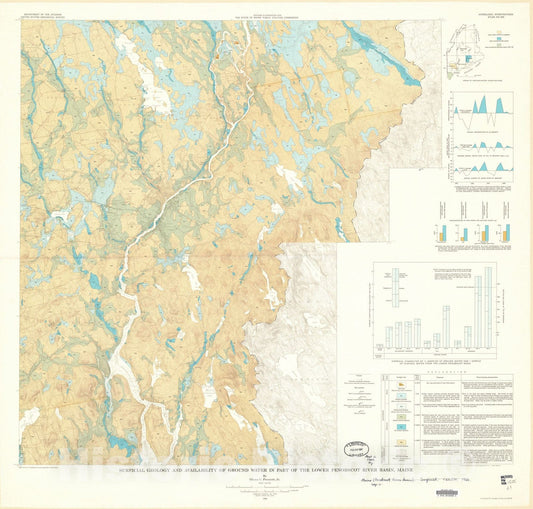 Map : Surficial geology and availability of ground water in part of the lower Penobscot River basin, Maine, 1966 Cartography Wall Art :
