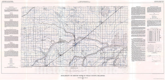 Map : Availability of ground water in Texas County, Oklahoma, 1967 Cartography Wall Art :