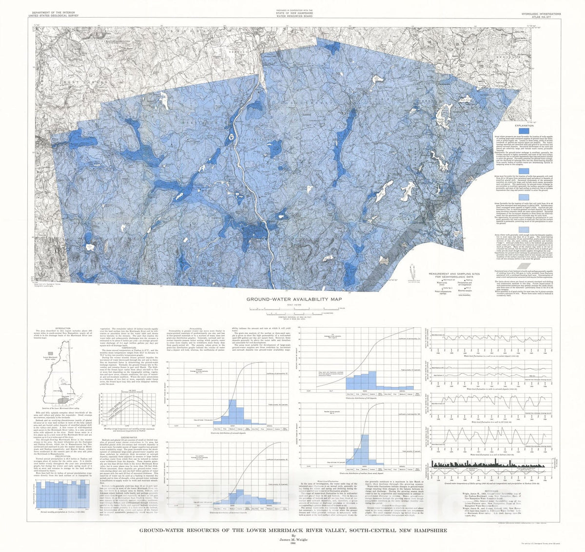 Map : Ground-water resources of the lower Merrimack River valley, south-central New Hampshire, 1968 Cartography Wall Art :