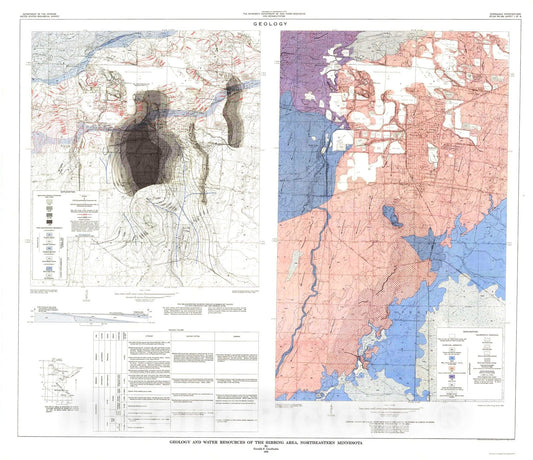Map : Geology and water resources of the Hibbing area, northeastern Minnesota, 1968 Cartography Wall Art :