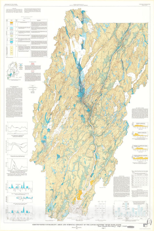 Map : Ground-water favorability areas and surficial geology of the lower Kennebec River basin, Maine, 1969 Cartography Wall Art :