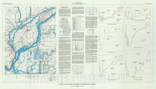 Map : Floods in Channahon quadrangle, northeastern Illinois, 1971 Cartography Wall Art :