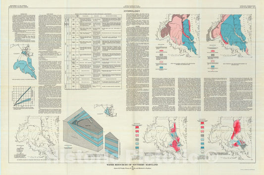 Map : Water resources of southern Maryland, 1970 Cartography Wall Art :