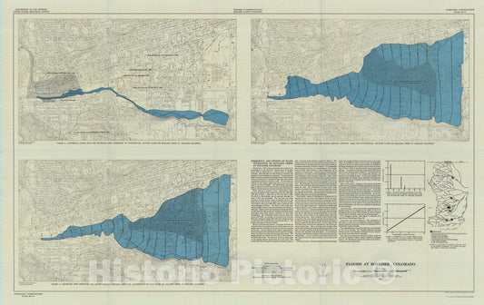 Map : Floods at Boulder, Colorado, 1961 Cartography Wall Art :