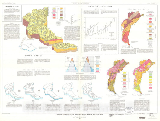 Map : Water resources of Wisconsin -- St. Croix River basin, 1973 Cartography Wall Art :