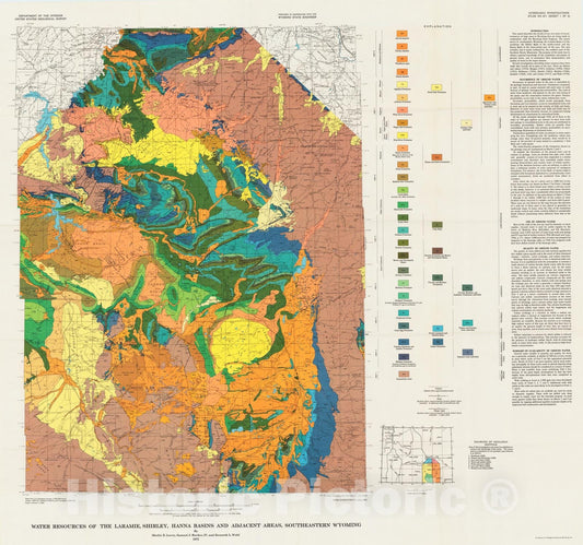 Map : Water resources of the Laramie, Shirley, Hanna basins, and adjacent areas, southeastern Wyoming, 1973 Cartography Wall Art :