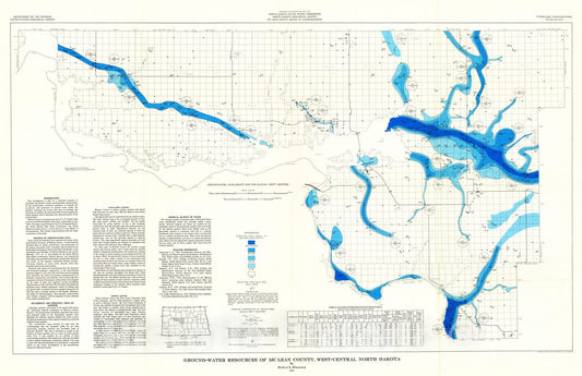 Map : Ground-water resources of McLean County, west-central North Dakota, 1972 Cartography Wall Art :