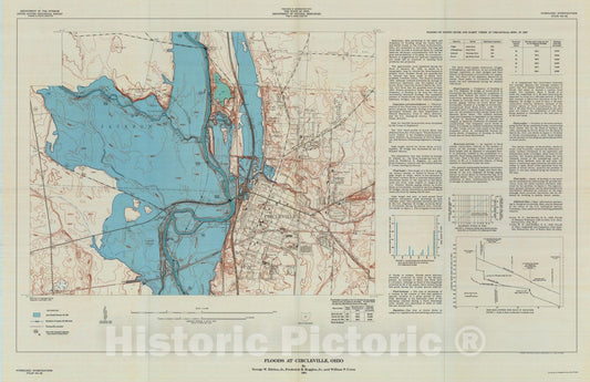Map : Floods at Circleville, Ohio, 1964 Cartography Wall Art :