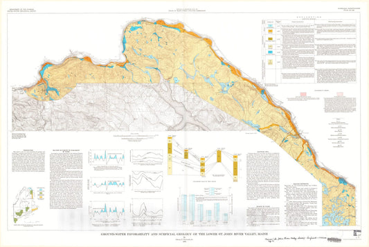 Map : Ground-water favorability and surficial geology of the lower St. John River Valley, Maine, 1973 Cartography Wall Art :