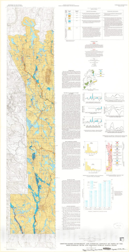 Map : Ground-water favorability and surficial geology of parts of the Meduxnekeag River and Prestile stream basins, Maine, 1973 Cartography Wall Art :