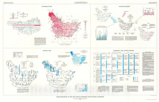 Map : Water resources of the Crow River watershed, south-central Minnesota, 1974 Cartography Wall Art :