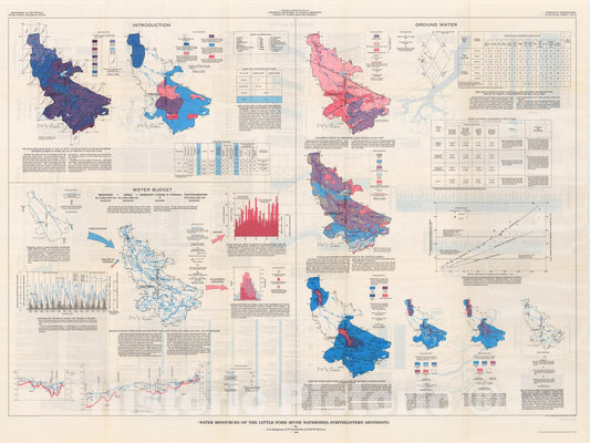 Map : Water resources of the Little Fork watershed, northeastern Minnesota, 1976 Cartography Wall Art :