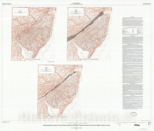Map : Geohydrologic maps of the Potomac - Raritan - Magothy aquifer system in the New Jersey coastal plain, 1976 Cartography Wall Art :