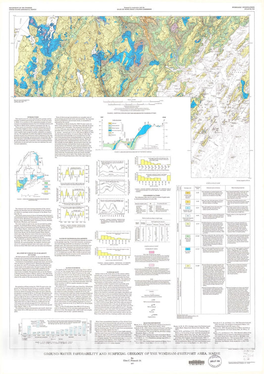 Map : Ground-water favorability and surficial geology of the Windham - Freeport area, Maine, 1977 Cartography Wall Art :