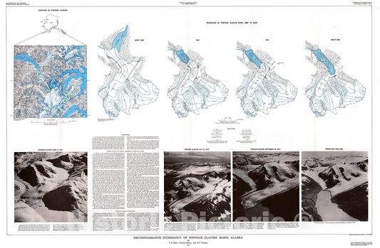Map : Reconnaissance hydrology of Portage Glacier basin, Alaska-1972, 1977 Cartography Wall Art :