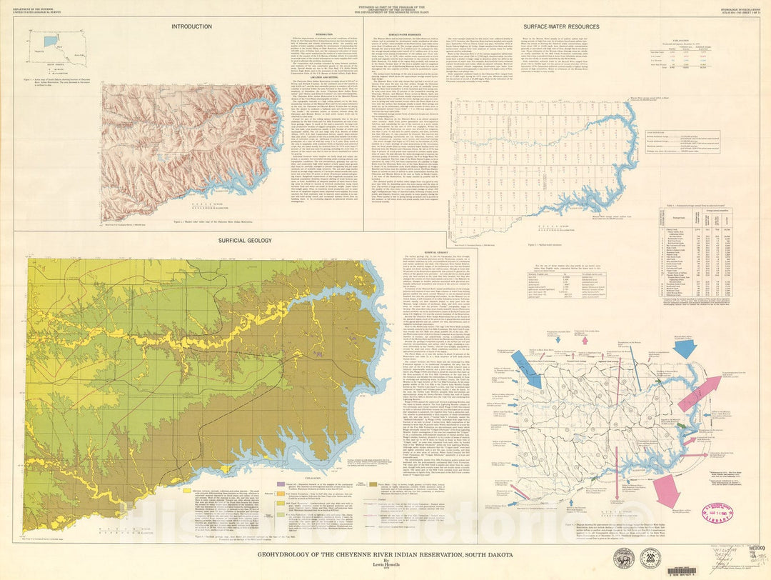 Map : Geohydrology of the Cheyenne River Indian Reservation, South Dakota, 1979 Cartography Wall Art :