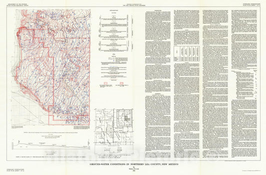 Map : Ground-water conditions in northern Lea County, New Mexico, 1963 Cartography Wall Art :